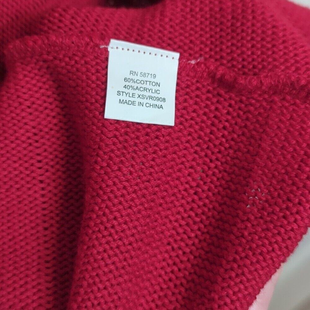 NY Collection Womens SZ XL Long Red Open Front Crotchet Cardigan Sweater - Picture 4 of 9